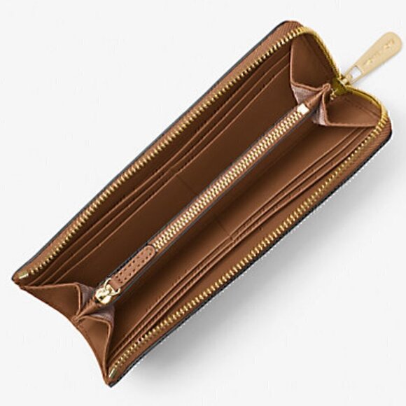 Michael Kors Large Saffiano Leather Quarter-Zip Wallet (color Luggage) - Picture 2 of 4